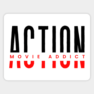 Action movies addict red and black typography design Magnet